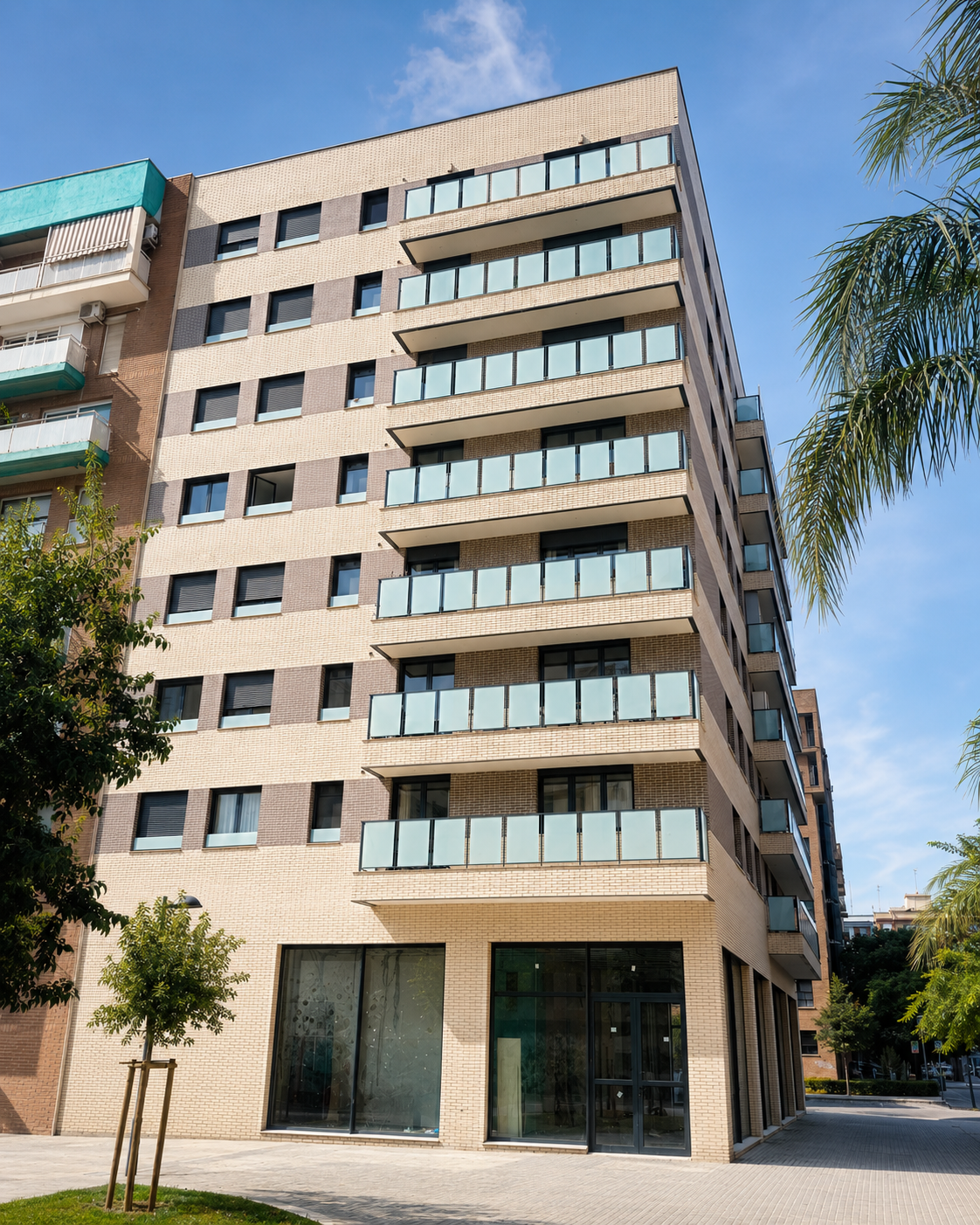 Esquina de bloque residencial cara vista